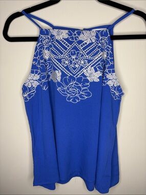 love on a hanger Royal Blue Embroidered Halter Camisole